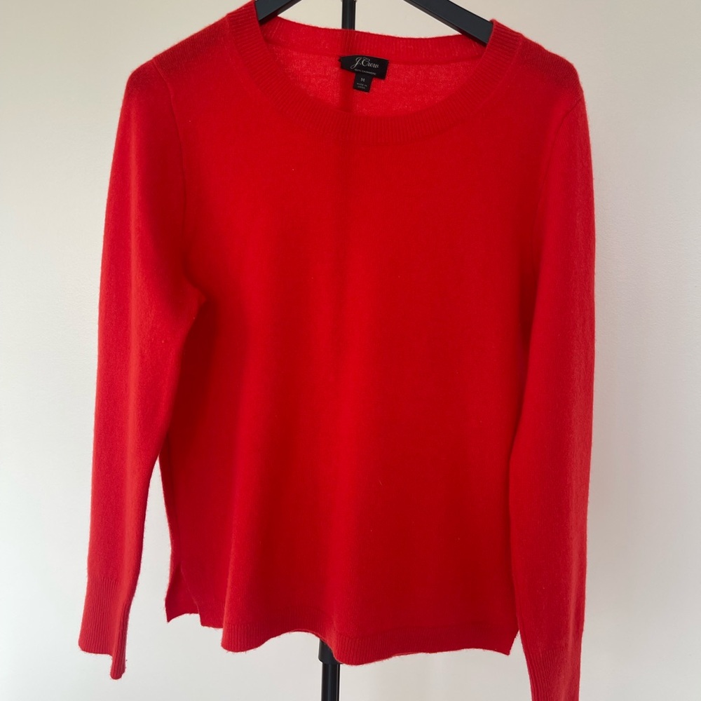 J. Crew Cashmere Vibrant Red Crew Neck Sweater